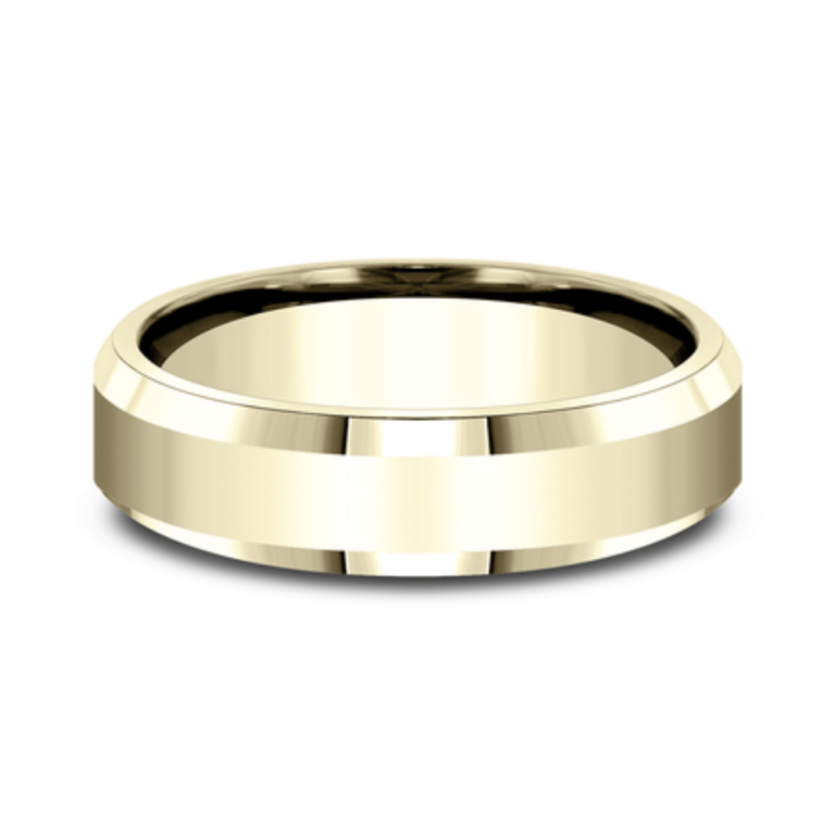 14K Gold 6.5mm – Polished Beveled Men’s Wedding Band Benchmark 31