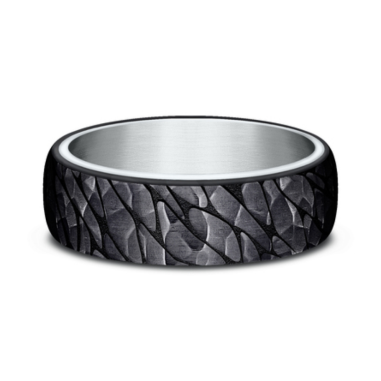 14K Gold and Black Titanium 6.5mm – Rock Men’s Wedding Band Benchmark 34