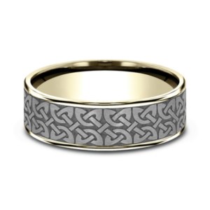 14K Gold and Tantalum 7.5mm – Celtic Men’s Wedding Band Ammara Stone 34