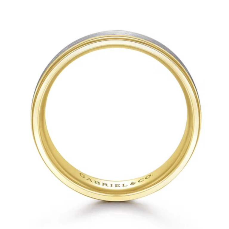 14K Two-Tone Gold 7mm – Satin Finish Men’s Wedding Band Gabriel 16
