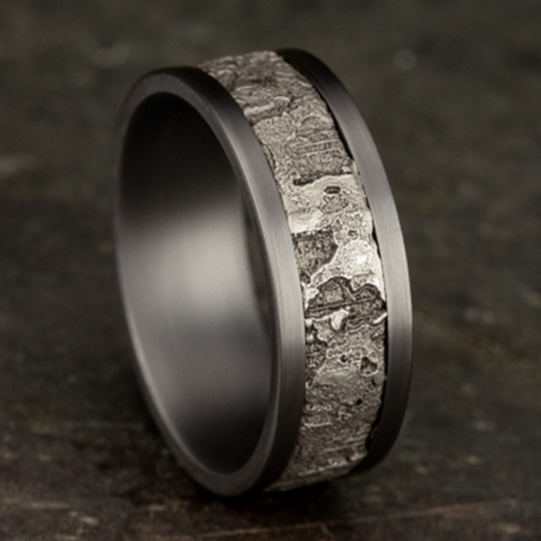 14K Gold and Tantalum 8mm – Wall Fracture Men’s Wedding Band Ammara Stone 19