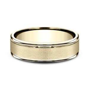 14K Gold 6.5mm – Wire Brush Men’s Wedding Band Benchmark 34