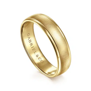 14K Gold 6mm - Sandblast Finish Polished Edges Men's Wedding Band