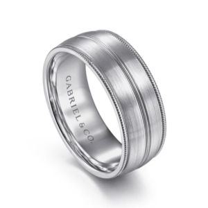 14K Two-Tone Gold 8mm – Grooved Center Milgrain Men’s Wedding Band Gabriel 23