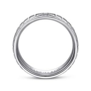 14K Two-Tone Gold 7mm – Square Carved Men’s Wedding Band Gabriel 50