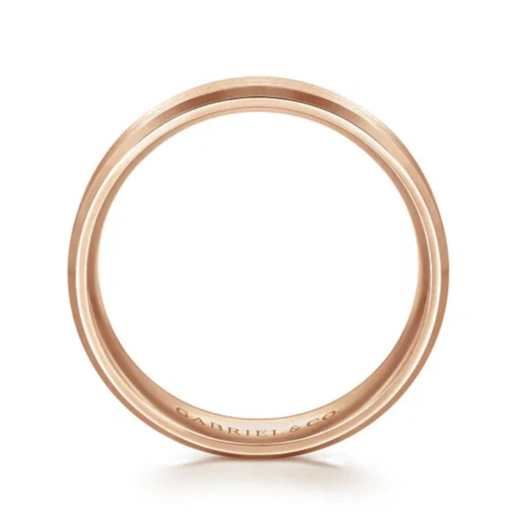 14K Gold 6mm – Satin Finish Beveled Edge Men’s Wedding Band Gabriel 21