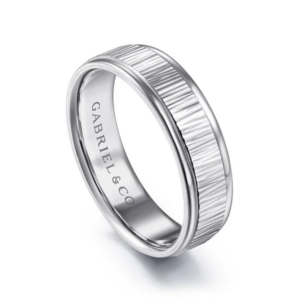 14K Two-Tone Gold 6mm – Vertical Etching Men’s Wedding Band Gabriel 19