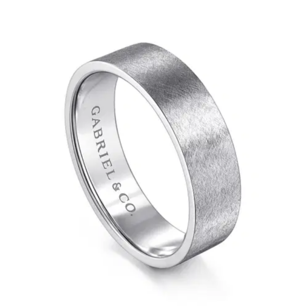 14K Gold 6mm - Flat Brushed Finish Men's Wedding Band - Image 10