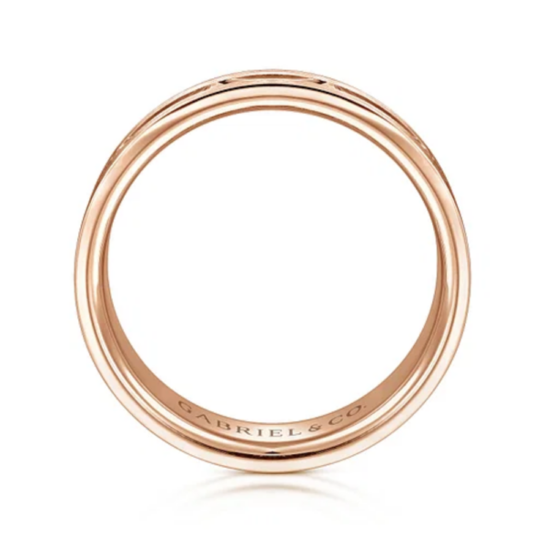 14K Gold 6mm - Brushed & Satin Interwoven Men's Wedding Band - Image 11