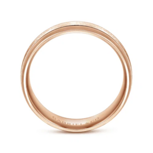 14K Gold 7mm – Horizontal Brush Grooved Men’s Wedding Band Gabriel 24