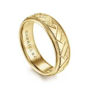 14K Gold 7mm - Satin Woven Men's Wedding Band