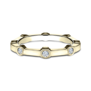 14K Gold Bezel Set Stationed Diamond Wedding Band Classic 16