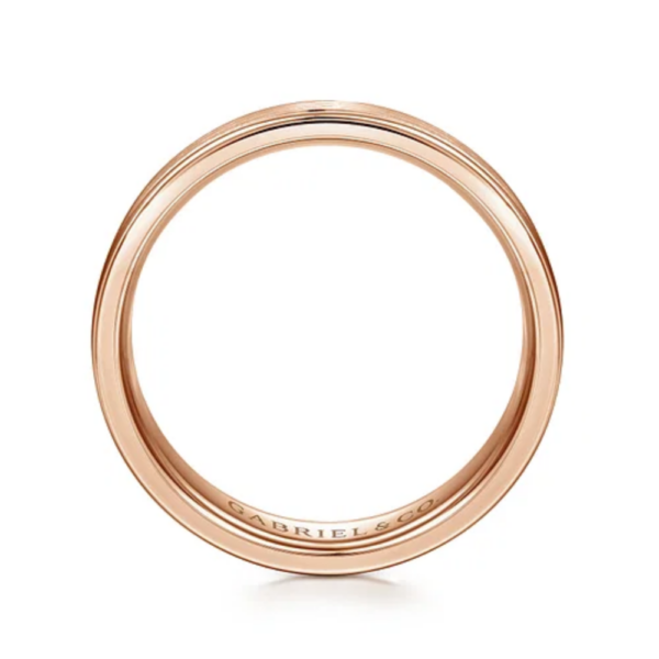 14K Gold 6mm - Satin Finish Polished Edges Men's Wedding Band - Image 11