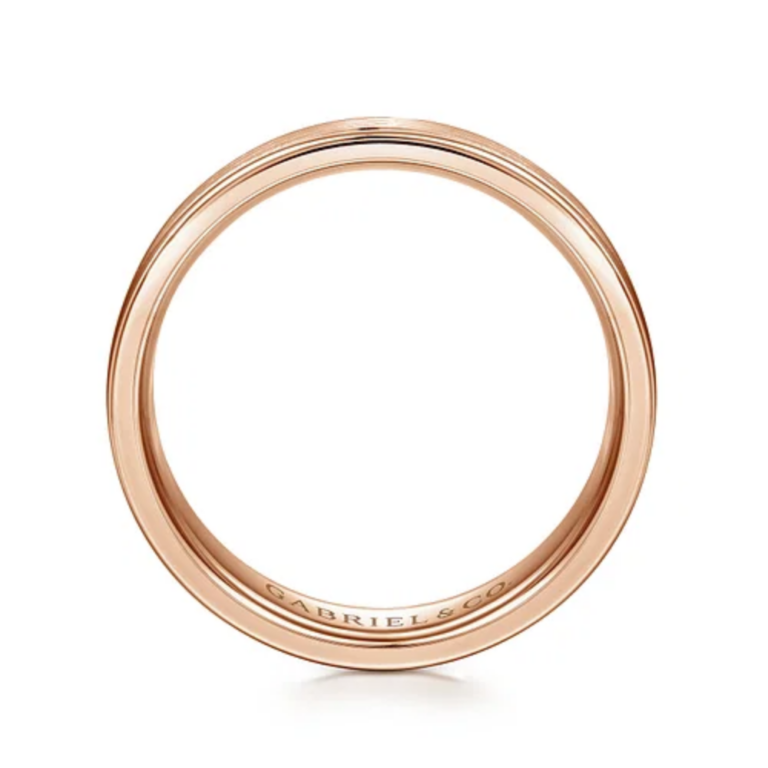 14K Gold 6mm – Satin Finish Polished Edges Men’s Wedding Band Gabriel 24