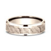 14K Gold 6mm – Lava Rock Beveled Men’s Wedding Band Benchmark 52
