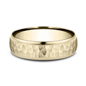 14K Gold 6.5mm - Hammered Men's Wedding Band