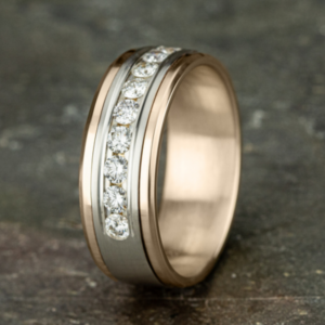 14K Two-Tone Gold Channel Set Diamond Men’s Wedding Band Benchmark 13