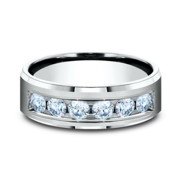 14K Gold Channel Set Diamond Men’s Wedding Band Benchmark 10