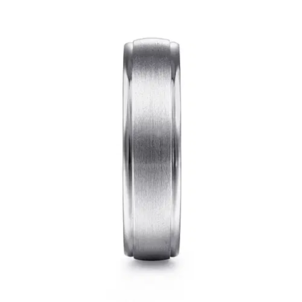 14K Gold 6mm - Satin Finish Polished Edges Men's Wedding Band - Image 4