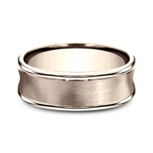 14K Gold 7.5mm – Satin Concave Men’s Wedding Band Benchmark 14