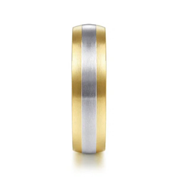 14K Two-Tone Gold 6mm - Satin Finish Men's Wedding Band - Image 4