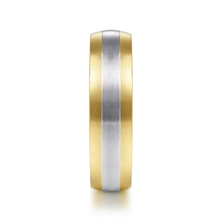 14K Two-Tone Gold 6mm – Satin Finish Men’s Wedding Band Gabriel 17