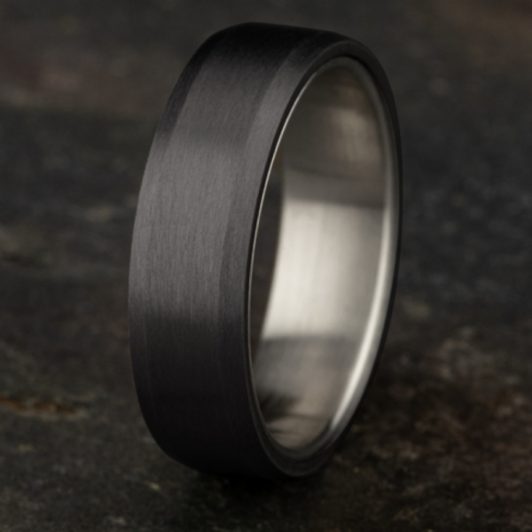 14K Gold and Tantalum 6.5mm - Sleeved Men's Wedding Band - Image 7