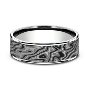 14K Gold and Tantalum 7.5mm – Mokume Men’s Wedding Band Ammara Stone 17