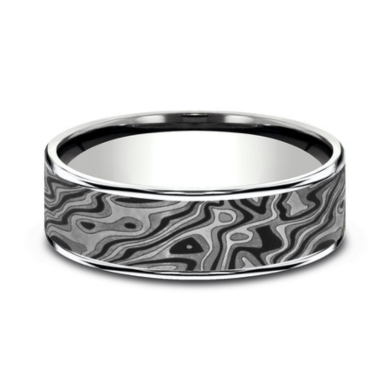 14K Gold and Tantalum 7.5mm – Mokume Men’s Wedding Band Ammara Stone 41