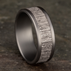 14K Gold and Tantalum 8mm – Wood Split Men’s Wedding Band Ammara Stone 43