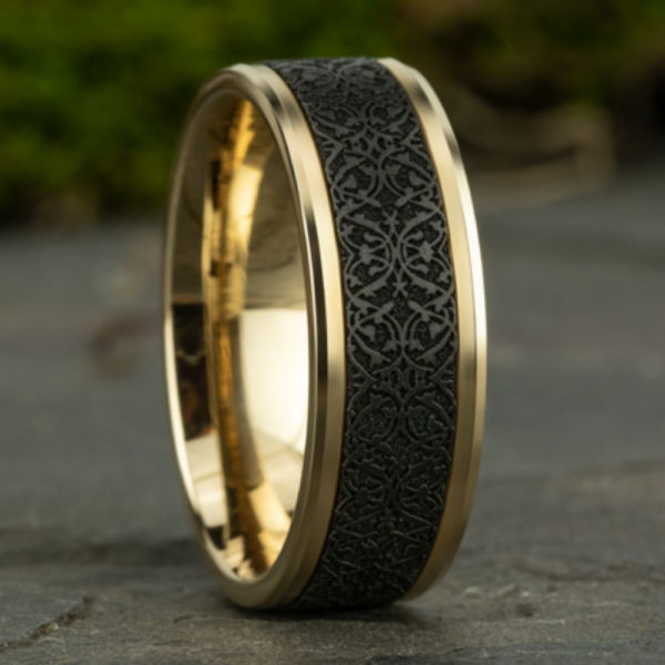 14K Gold and Black Titanium 8mm - Ottoman Men's Wedding Band - Image 9