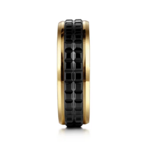 14K Gold and Black Ceramic 7mm – Men’s Wedding Band Gabriel 44