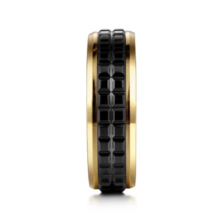 14K Gold and Black Ceramic 7mm – Men’s Wedding Band Gabriel 20