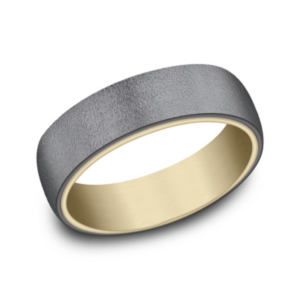 14K Gold and Tantalum 6.5mm – Wire Sleeved Men’s Wedding Band Ammara Stone 18