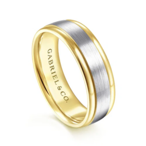 14K Two-Tone Gold 7mm - Satin Finish Men's Wedding Band