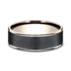 14K Gold and Tantalum 7.5mm – Wire Brush Men’s Wedding Band Ammara Stone 57