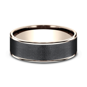 14K Gold and Tantalum 7.5mm – Wire Brush Men’s Wedding Band Ammara Stone 37