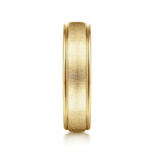 14K Gold 6mm – Sandblast Finish Polished Edges Men’s Wedding Band Gabriel 17