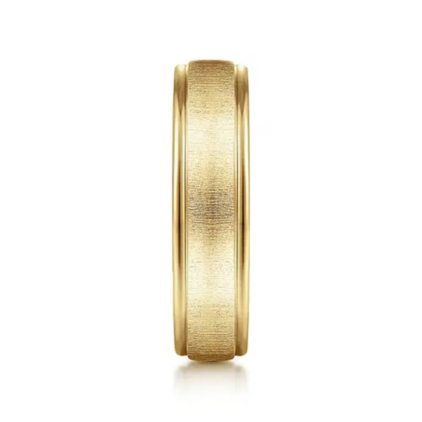 14K Gold 6mm - Sandblast Finish Polished Edges Men's Wedding Band - Image 4