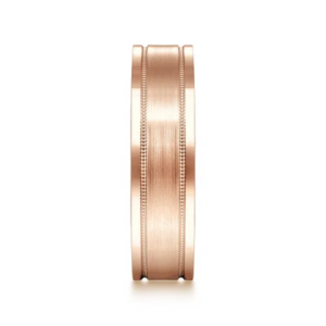 14K Gold 6mm – Satin Finish Milgrain Channels Men’s Wedding Band Gabriel 25