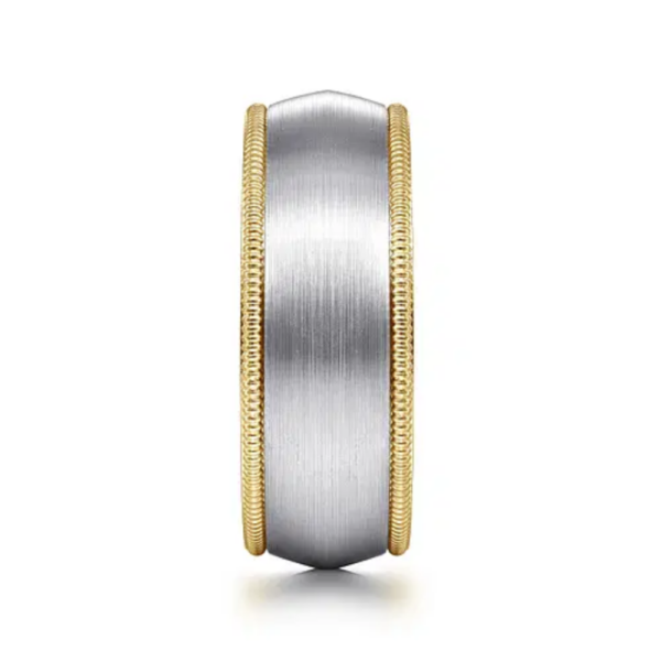 14K Two-Tone Gold 8mm - Satin Finish Men's Wedding Band - Image 8