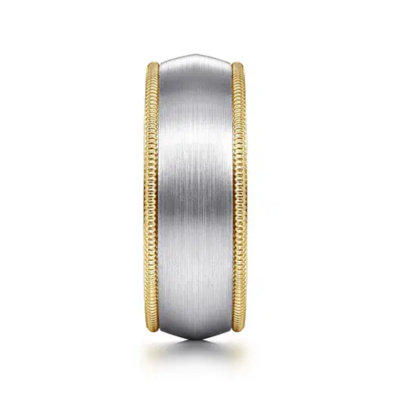 14K Two-Tone Gold 8mm – Satin Finish Men’s Wedding Band Gabriel 47