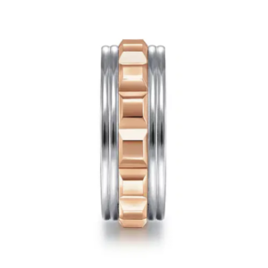 14K Two-Tone Gold 8mm – Grommet Inlay Men’s Wedding Band Gabriel 43