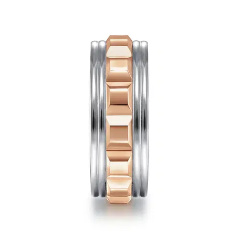 14K Two-Tone Gold 8mm – Grommet Inlay Men’s Wedding Band Gabriel 17
