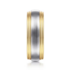 14K Two-Tone Gold 8mm – Satin Finish Grooved Men’s Wedding Band Gabriel 43