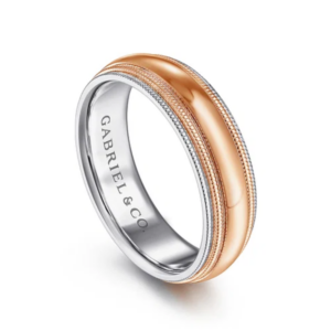 14K Two-Tone Gold 6mm - Double-Milgrain Men's Wedding Band