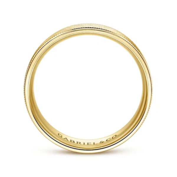 14K Gold 6mm - Diagonal Brushed Finish Men's Wedding Band - Image 7