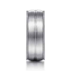14K Two-Tone Gold 8mm – Grooved Center Milgrain Men’s Wedding Band Gabriel 25