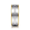 14K Two-Tone Gold 8mm – Satin Finish Grooved Channel Men’s Wedding Band Gabriel 51