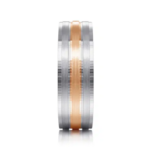14K Two-Tone Gold 7mm – Three-Row Satin Men’s Wedding Band Gabriel 31